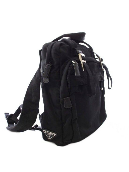Prada Nylon Backpack Triangular Plate Black an main image 5